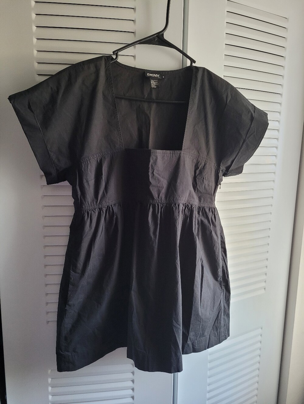 DKNY Black Square-Neck Short Sleeve Tunic